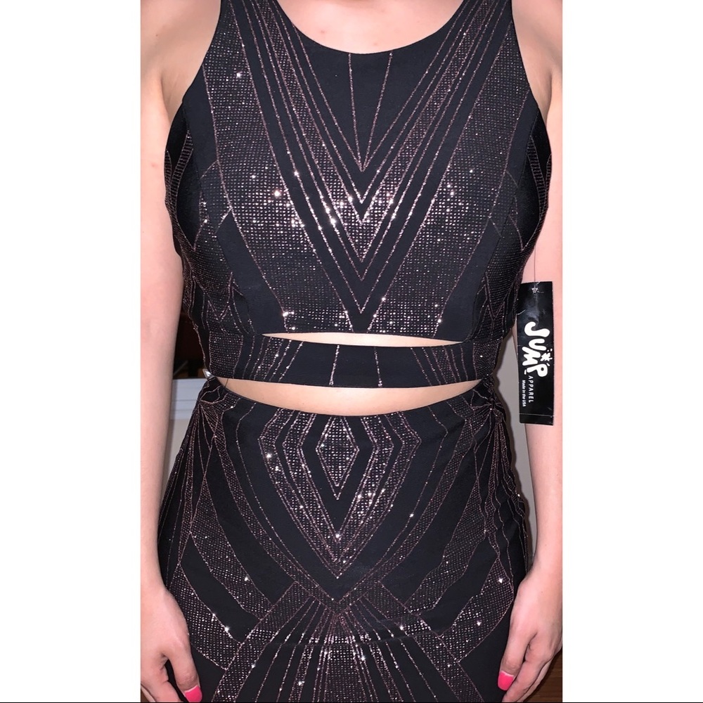 Jump Apparel Glittered Cutout gown prom/cocktail